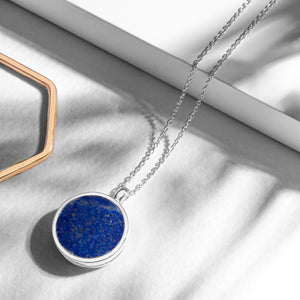 Lapis Lazuli Modern Round Locket – Silver