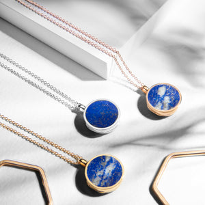 Lapis Lazuli Modern Round Locket – Silver