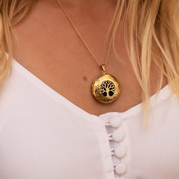 Large Tree of Life Personalised Locket Gold LOVELOX