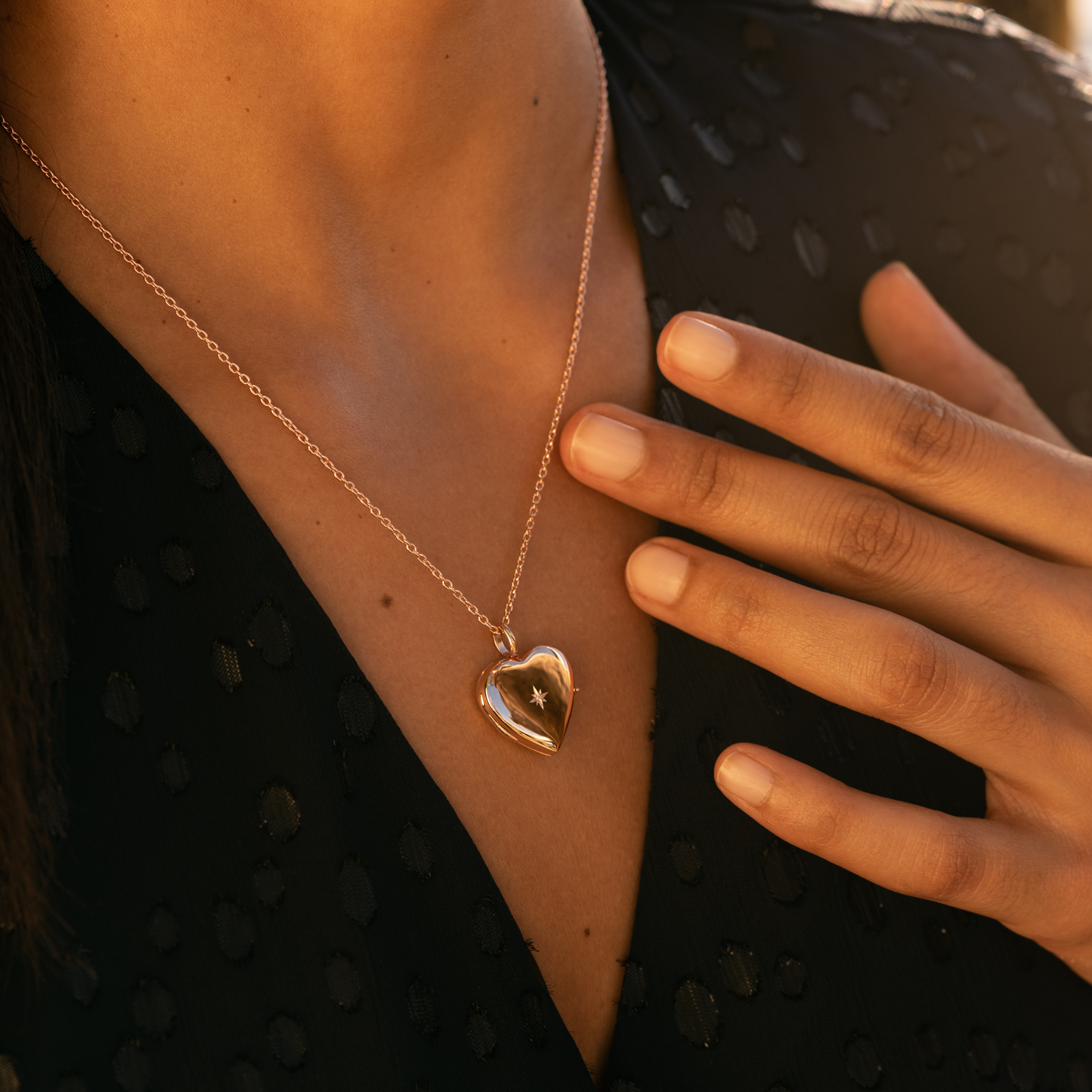 Diamond Set Personalised Heart Locket – Rose Gold