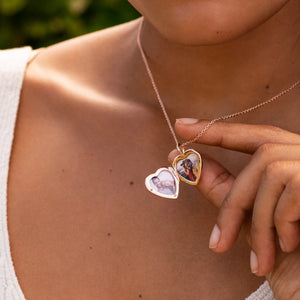 Mother of Pearl Modern Heart Locket – Rose Gold