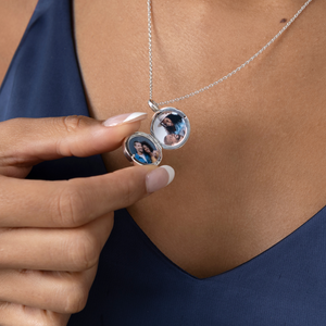 Lapis Lazuli Modern Round Locket – Silver