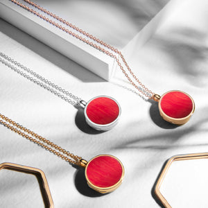 Coral Modern Round Locket – Gold