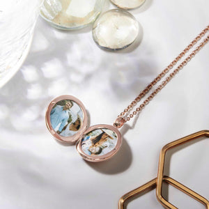 Mother of Pearl Modern Round Locket – Rose Gold