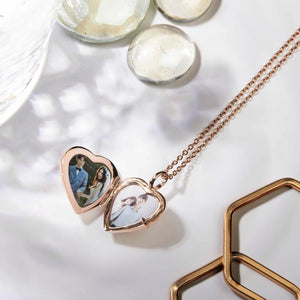 Mother of Pearl Modern Heart Locket – Rose Gold