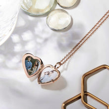 Load image into Gallery viewer, Lapis Lazuli Modern Heart Locket – Rose Gold
