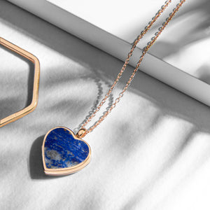 Lapis Lazuli Modern Heart Locket – Rose Gold