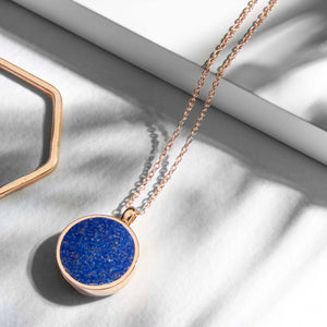 Lapis Lazuli Modern Round Locket – Rose Gold