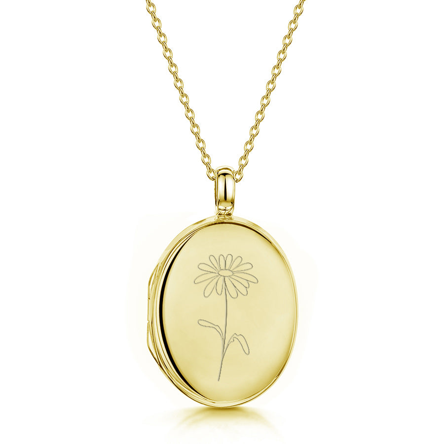 Birth Flower Personalised Locket - Gold