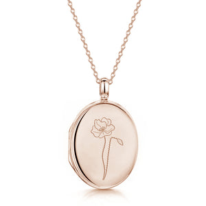 Birth Flower Personalised Locket - Rose Gold