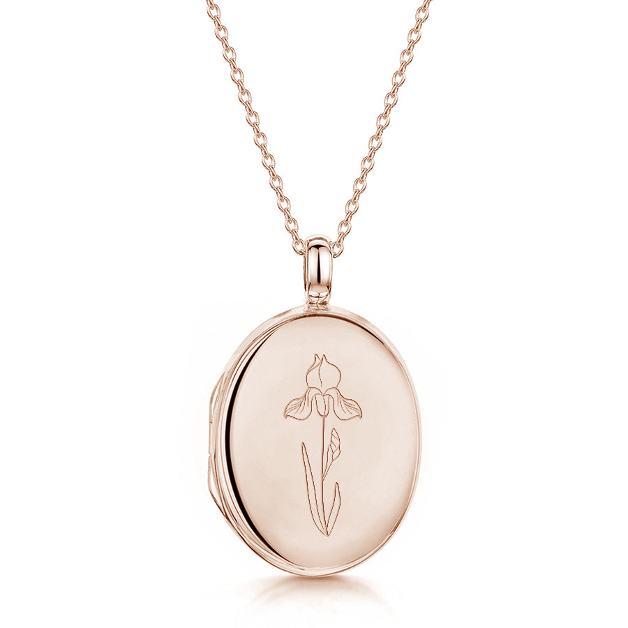Birth Flower Personalised Locket Rose Gold