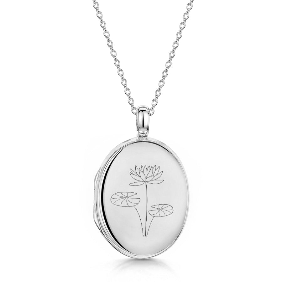 Birth Flower Personalised Locket - Silver