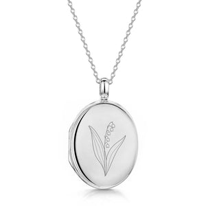 Birth Flower Personalised Locket - Silver