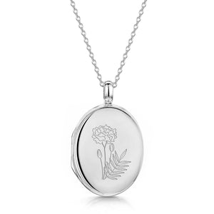 Birth Flower Personalised Locket - Silver