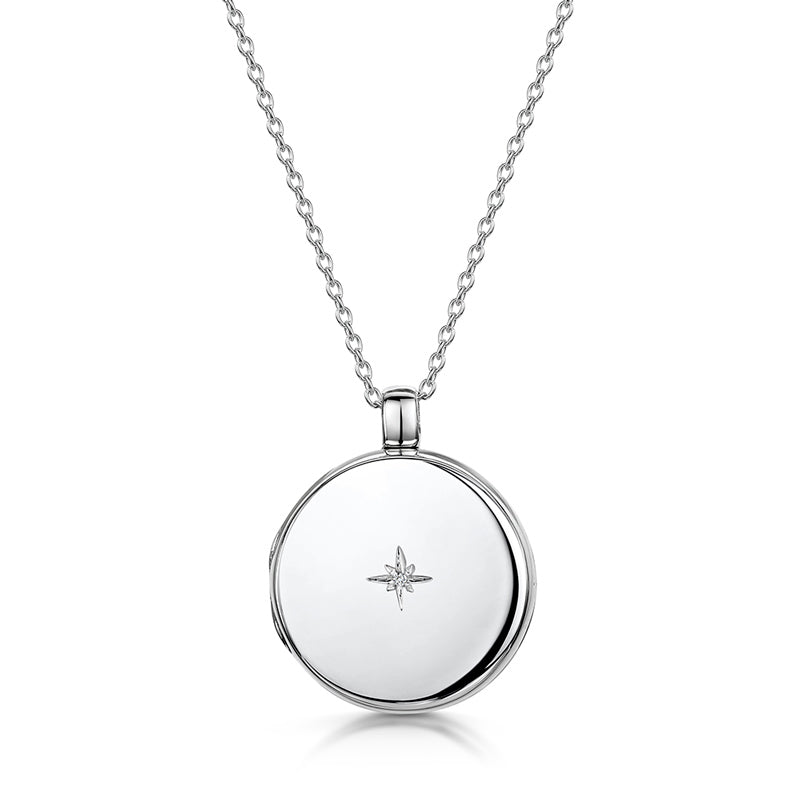Diamond Round Engraved Locket