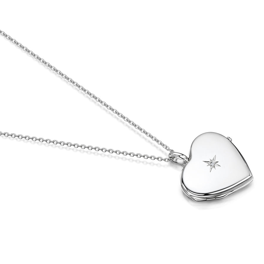 Diamond Set Personalised Heart Locket – Silver