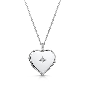 Diamond Set Personalised Heart Locket – Silver