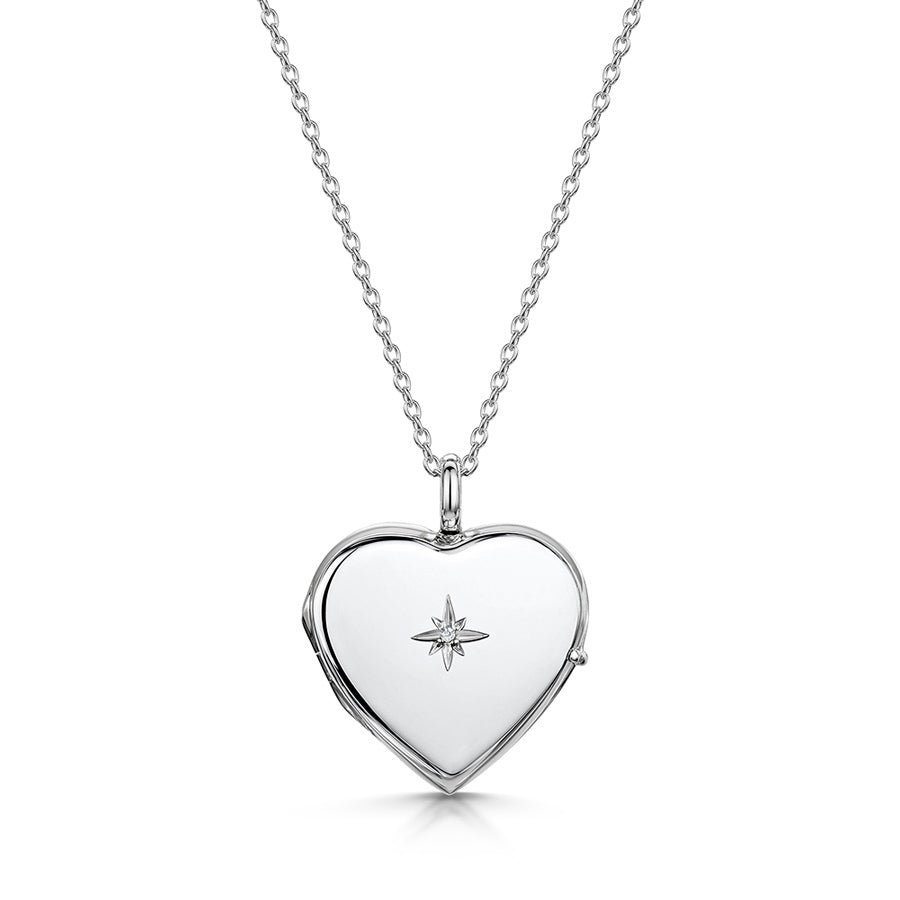 Diamond Set Personalised Heart Locket – Silver