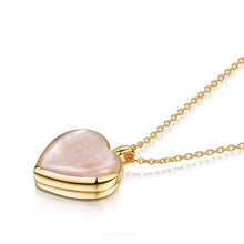 Load image into Gallery viewer, Pink Mother of Pearl Heart Locket - Gold
