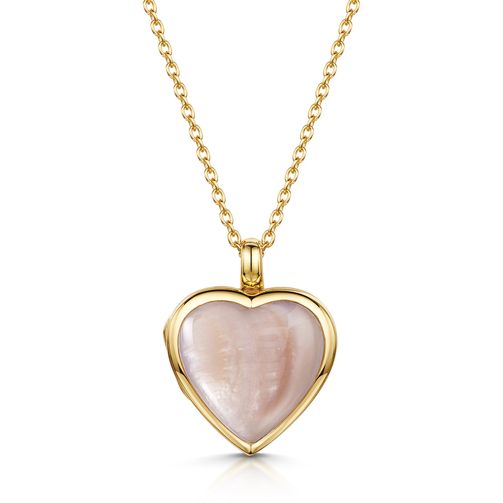 Mother Pearl Heart Locket Gold