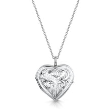 Load image into Gallery viewer, Full Scroll Heart Engraved Locket – Silver
