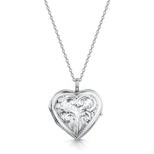 Load image into Gallery viewer, Full Scroll Heart Engraved Locket – Silver

