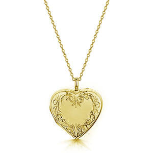 Scroll Heart Gold Locket