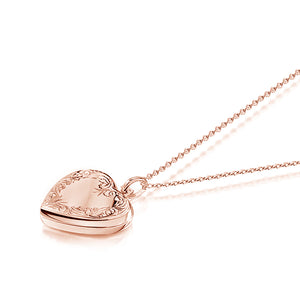 Scroll Heart Rose Gold Locket