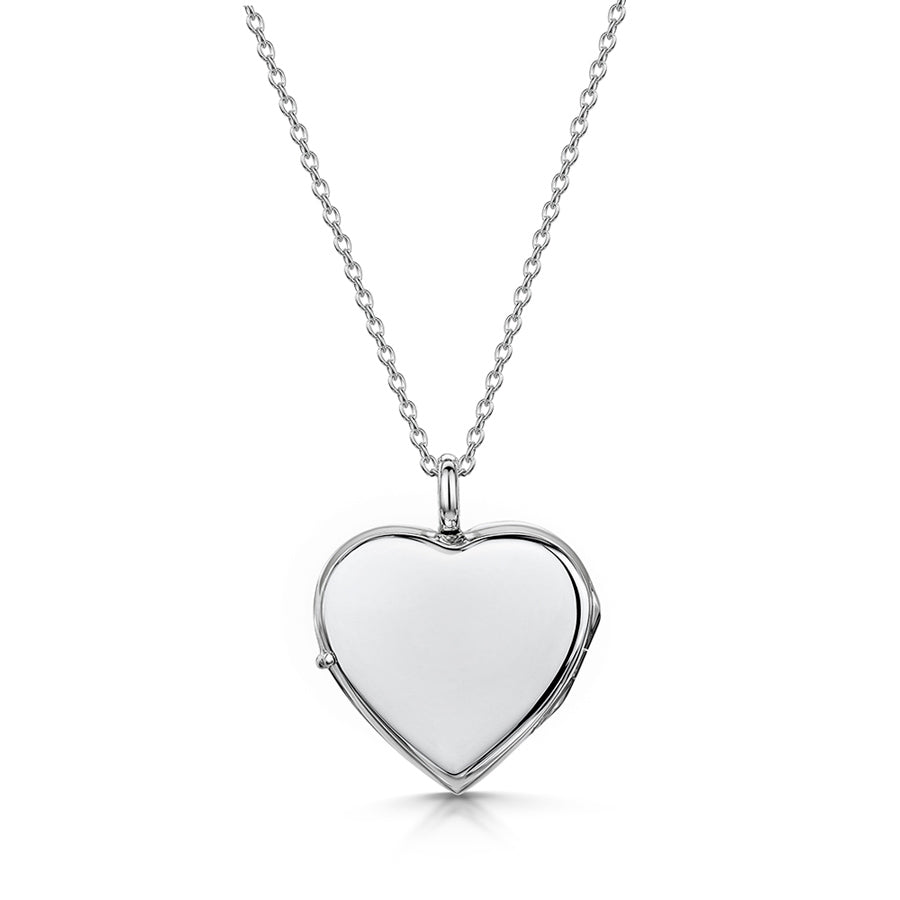 Full Scroll Heart Engraved Locket – Silver