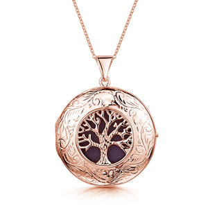 Large Tree of Life Personalised Locket – Rose Gold