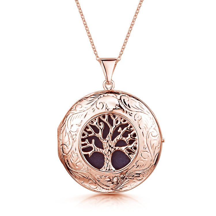 Large Tree of Life Personalised Locket – Rose Gold