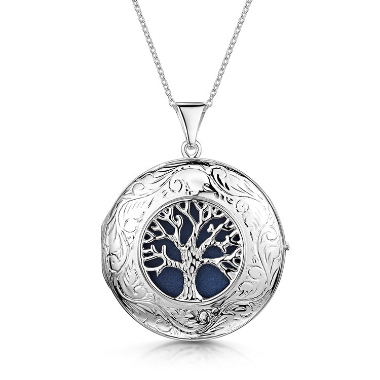 Large Tree of Life Personalised Locket – Silver