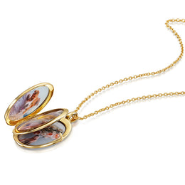 4 Photo Personalised Oval Locket – Gold