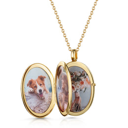 4 Photo Personalised Oval Locket – Gold