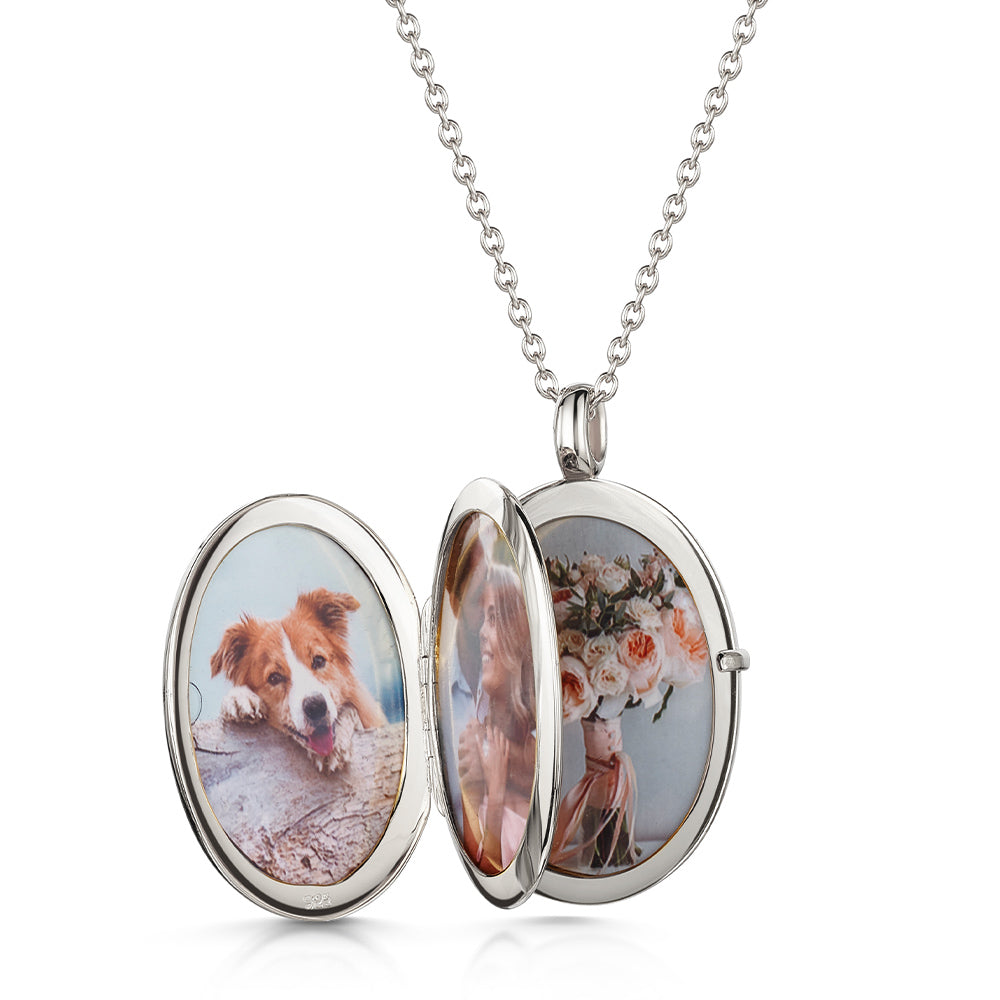 4 Photo Personalised Oval Locket