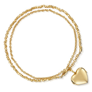 Gold Nugget Heart Locket Bracelet