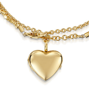 Gold Nugget Heart Locket Bracelet