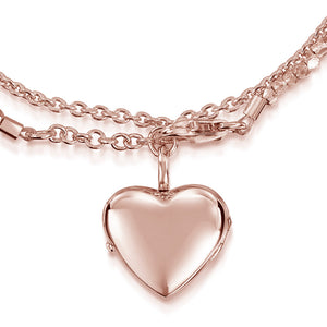 Rose Gold Nugget Heart Locket Bracelet