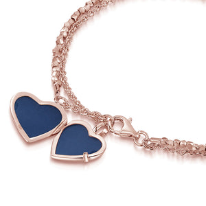 Rose Gold Nugget Heart Locket Bracelet