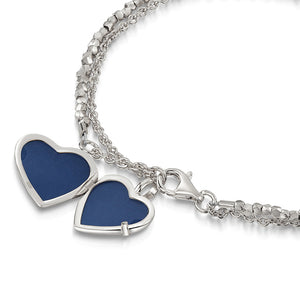 Silver Nugget Heart Locket Bracelet