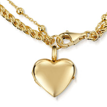 Load image into Gallery viewer, Rope Chain Heart Locket Bracelet - Gold
