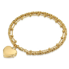 Load image into Gallery viewer, Rope Chain Heart Locket Bracelet - Gold
