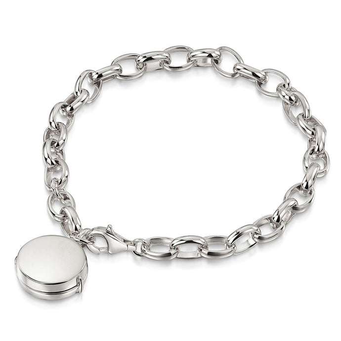 Sterling Silver Engraved Locket Bracelet for Her