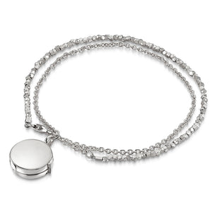 Silver Nugget Round Locket Bracelet