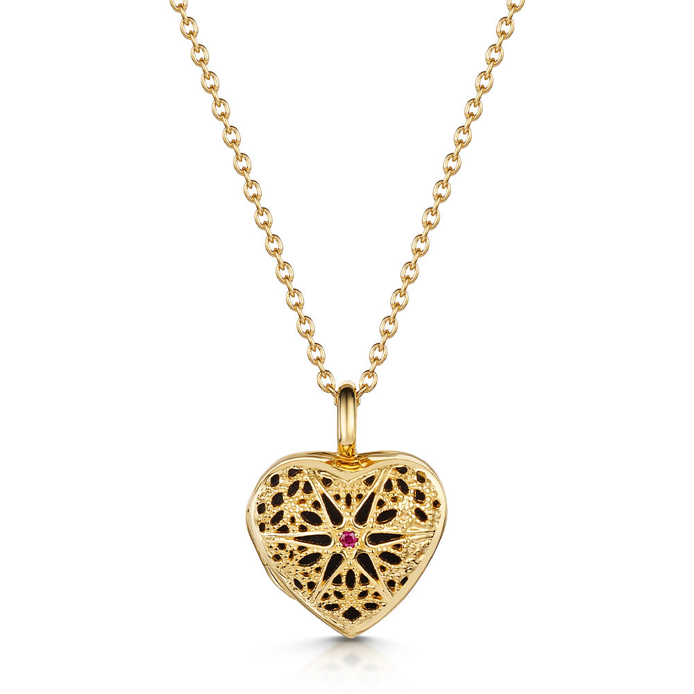 Filigree Personalised Heart Locket – Gold