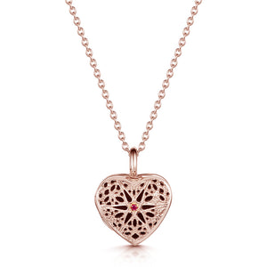 Filigree Personalised Heart Locket – Rose Gold