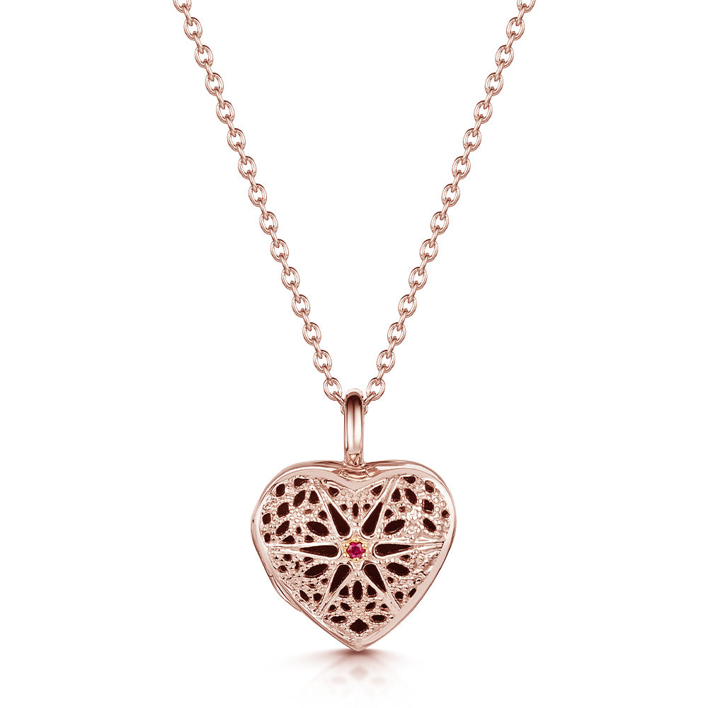 Filigree Personalised Heart Locket – Rose Gold