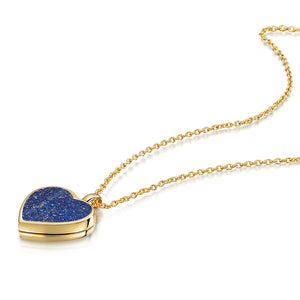 Lapis Lazuli Modern Heart Locket – Gold