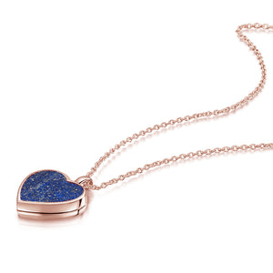 Lapis Lazuli Modern Heart Locket – Rose Gold