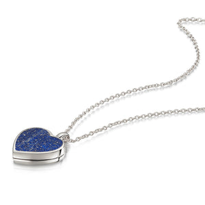 Lapis Lazuli Modern Heart Locket – Silver